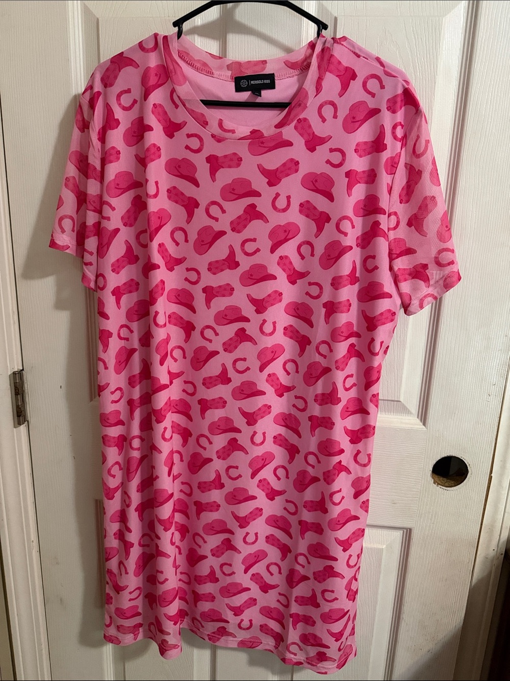 Women's Pink Cowboy Print Midi Dress